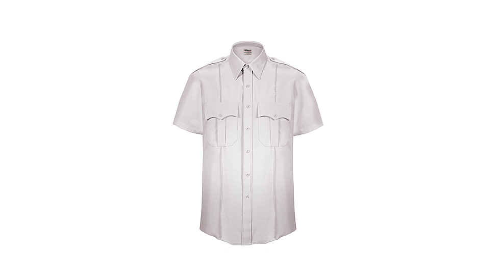 Elbeco TexTrop2 Zippered Short Sleeve Polyester Shirt - Mens, 14.5 in, White, Z3310N-14.5