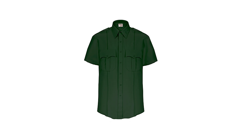 Elbeco TexTrop2 Zippered Short Sleeve Polyester Shirt - Mens, 15.5 in, Spruce Green, 8805N-15.5