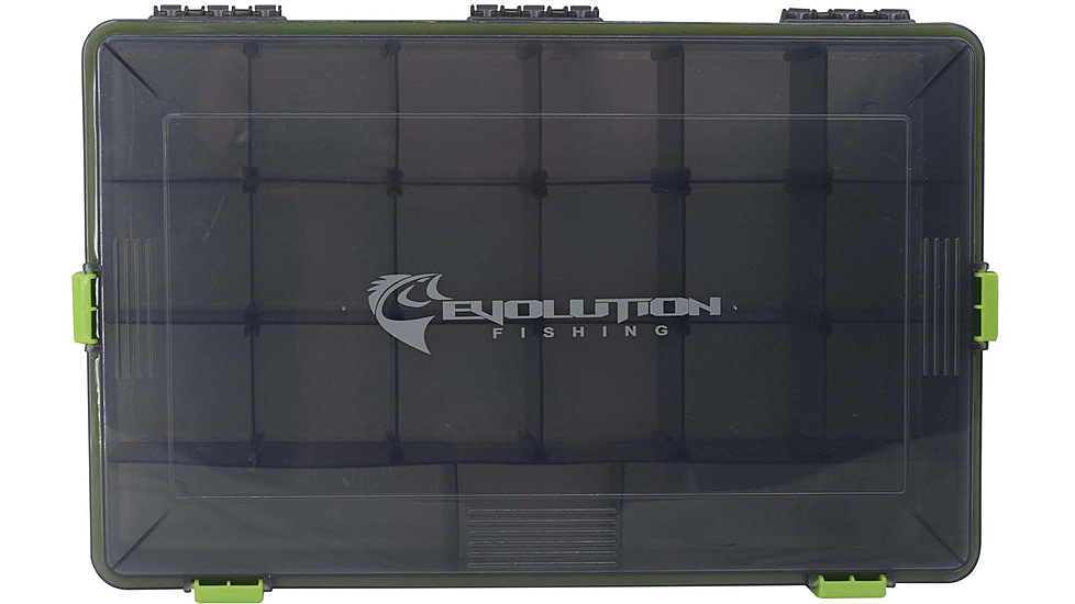 Evolution Outdoor 3700 4-Latch Waterproof Tackle Tray, Green, 31025-EV