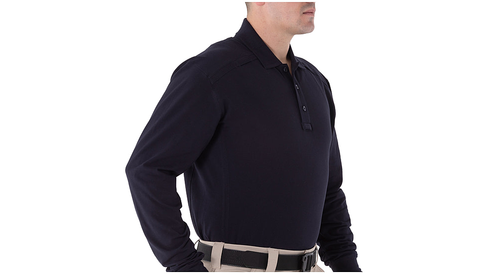 First Tactical Mens Cotton L/S Polo w/Pen Pocket, Midnight Navy, Small 111502-729-S