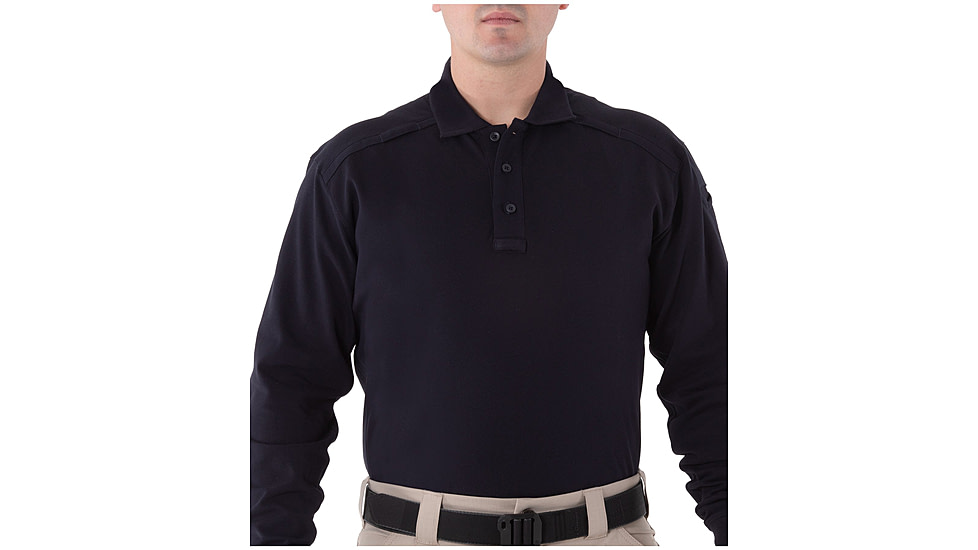 First Tactical Mens Cotton L/S Polo w/Pen Pocket, Midnight Navy, Small 111502-729-S