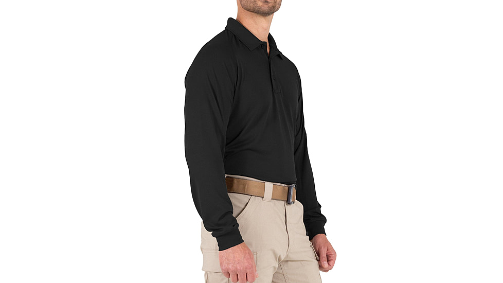 First Tactical Performance Long Sleeve Polo - Mens, Black, Tall/2XL, 111503-019-XXL-T