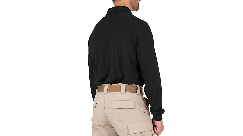 First Tactical Performance Long Sleeve Polo - Mens, Black, Tall/2XL, 111503-019-XXL-T