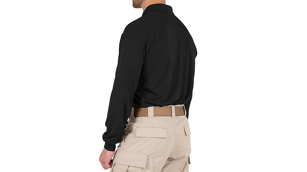 First Tactical Performance Long Sleeve Polo - Mens, Black, Tall/2XL, 111503-019-XXL-T