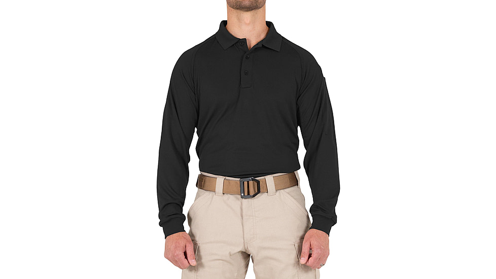 First Tactical Performance Long Sleeve Polo - Men's, Tall, Black, 2XL, 111503-019-XXL-T