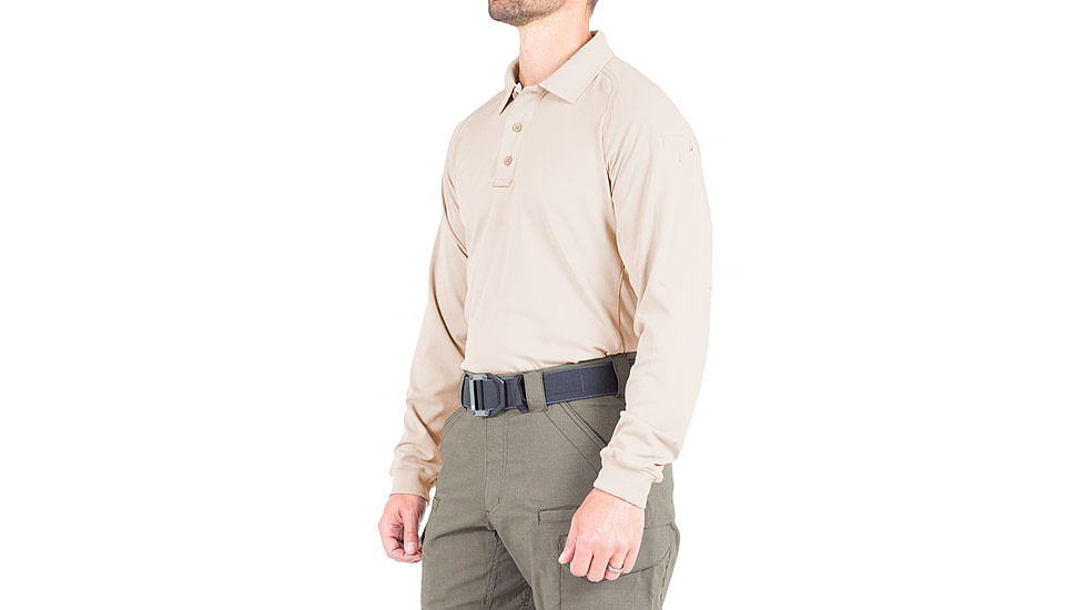 First Tactical Performance Long Sleeve Polo - Men's, Tall, Khaki, 2XL, 111503-055-XXL-T