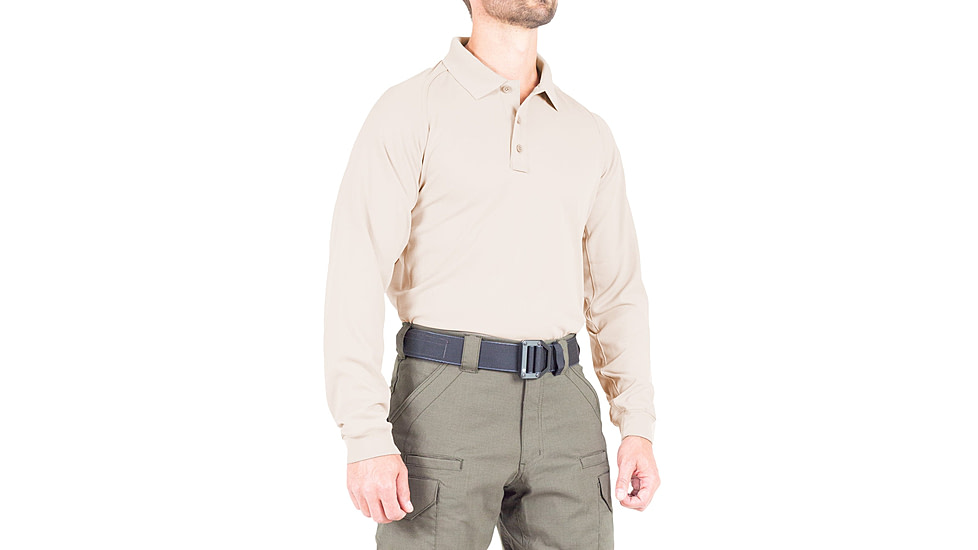 First Tactical Performance Long Sleeve Polo - Mens, Khaki, Tall/2XL, 111503-055-XXL-T