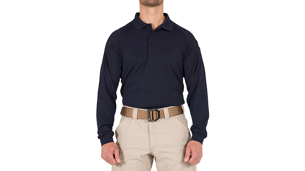 First Tactical Performance Long Sleeve Polo - Mens, Midnight Blue, Tall/2XL, 111503-729-XXL-T