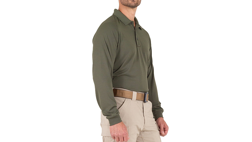 First Tactical Performance Long Sleeve Polo - Mens, OD Green, Tall/2XL, 111503-830-XXL-T