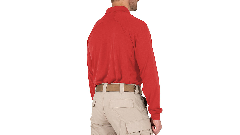 First Tactical Performance Long Sleeve Polo - Mens, Red, Tall/2XL, 111503-400-XXL-T
