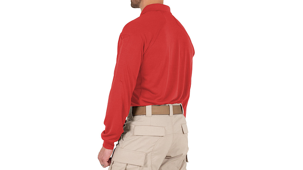 First Tactical Performance Long Sleeve Polo - Mens, Red, Tall/2XL, 111503-400-XXL-T
