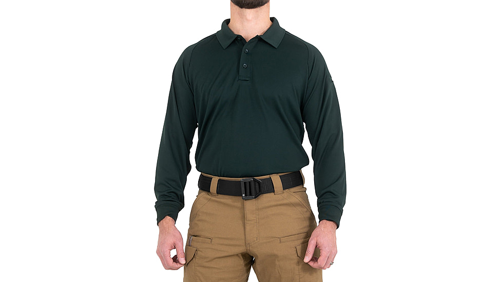 First Tactical Performance Long Sleeve Polo - Mens, Spruce Green, Tall/2XL, 111503-812-XXL-T
