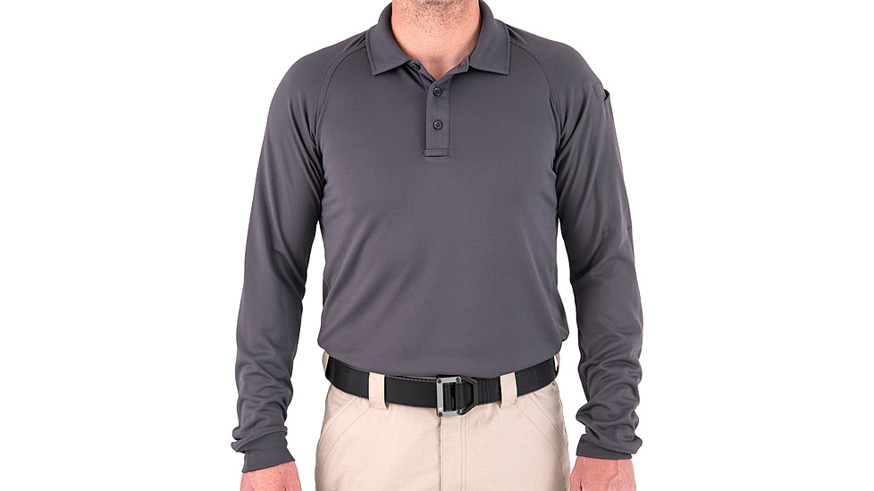 First Tactical Performance Long Sleeve Polo - Mens, Regular, Asphalt, 5XL, 111503-015-5XL-R