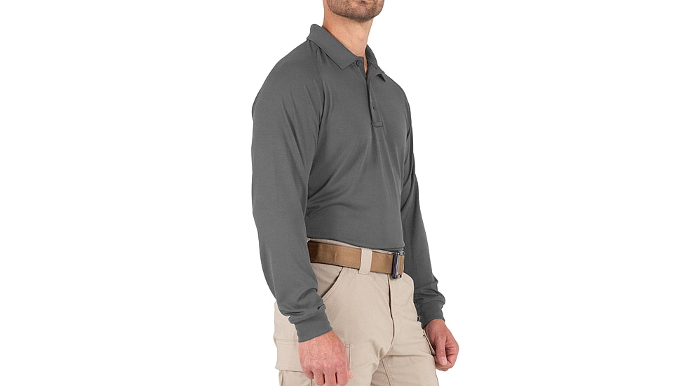 First Tactical Performance Long Sleeve Polo - Mens, Wolf Grey, Medium, 111503-036-M