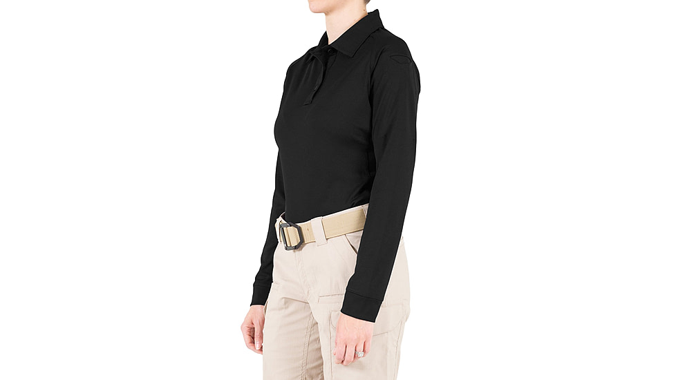 First Tactical Performance Long Sleeve Polo - Womens, Black, Extra Large, 121503-019-XL