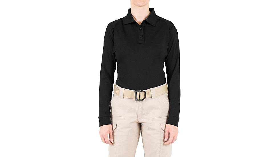 First Tactical Performance Long Sleeve Polo - Womens, Black, Extra Large, 121503-019-XL
