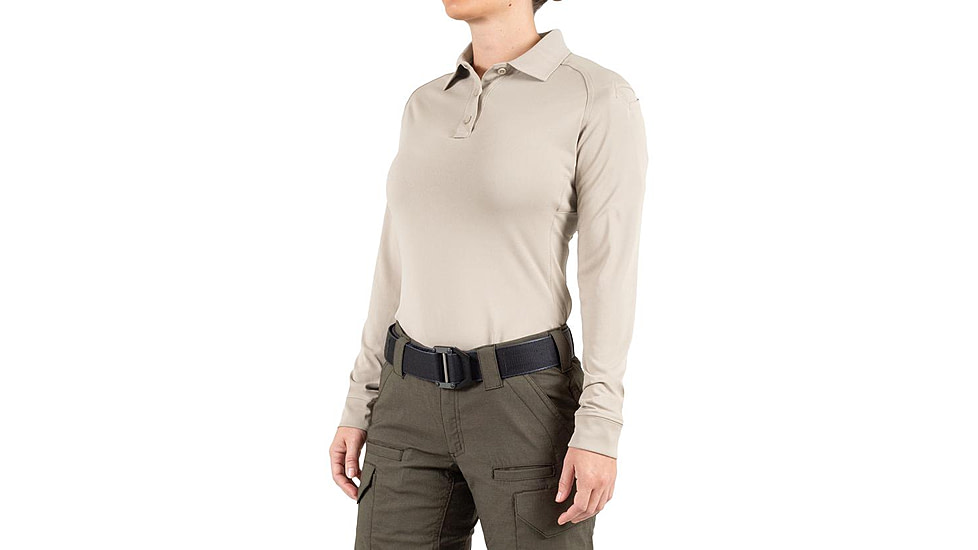First Tactical Performance Long Sleeve Polo - Womens, Khaki, Extra Large, 121503-055-XL