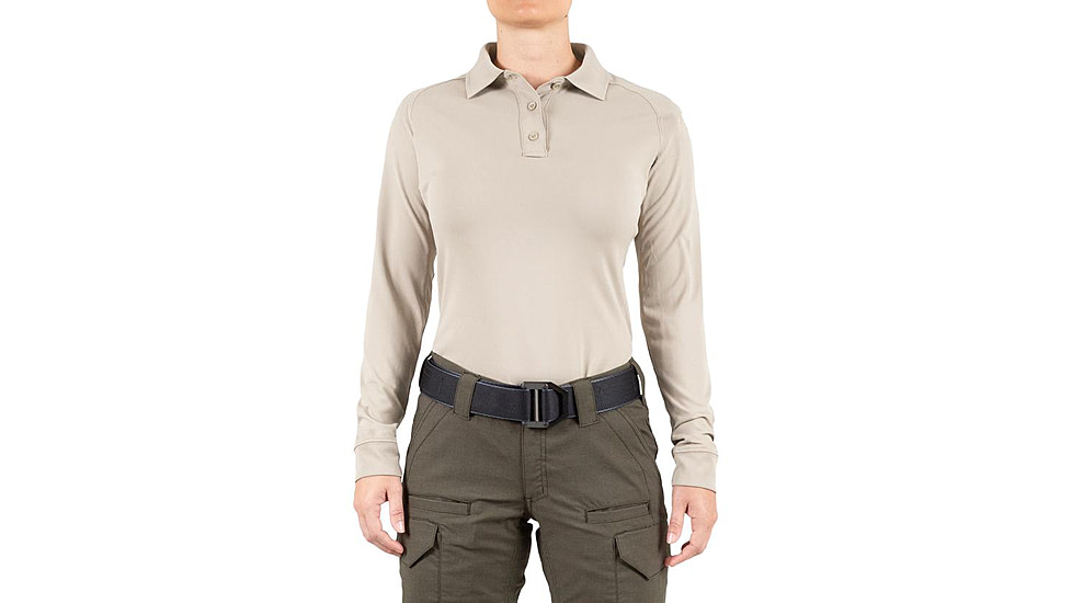 First Tactical Performance Long Sleeve Polo - Womens, Khaki, Extra Large, 121503-055-XL