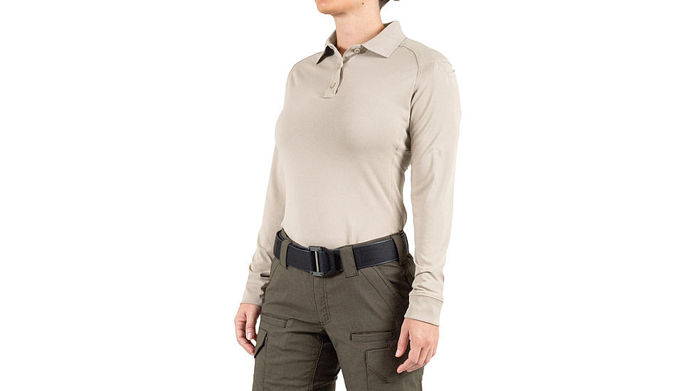 First Tactical Performance Long Sleeve Polo - Womens, Khaki, 3XL, 121503-055-3XL