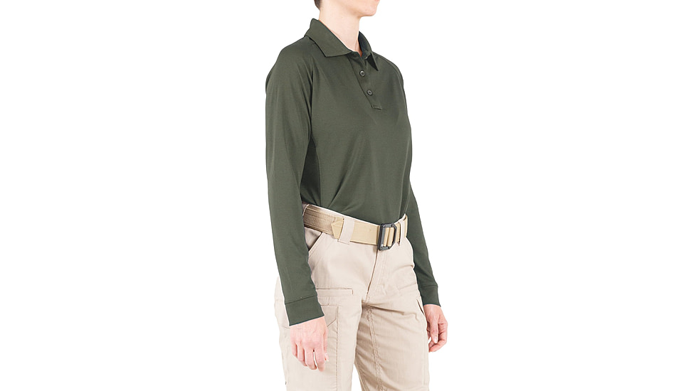 First Tactical Performance Long Sleeve Polo - Womens, OD Green, Small, 121503-830-S