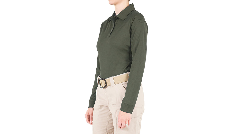 First Tactical Performance Long Sleeve Polo - Womens, OD Green, Small, 121503-830-S