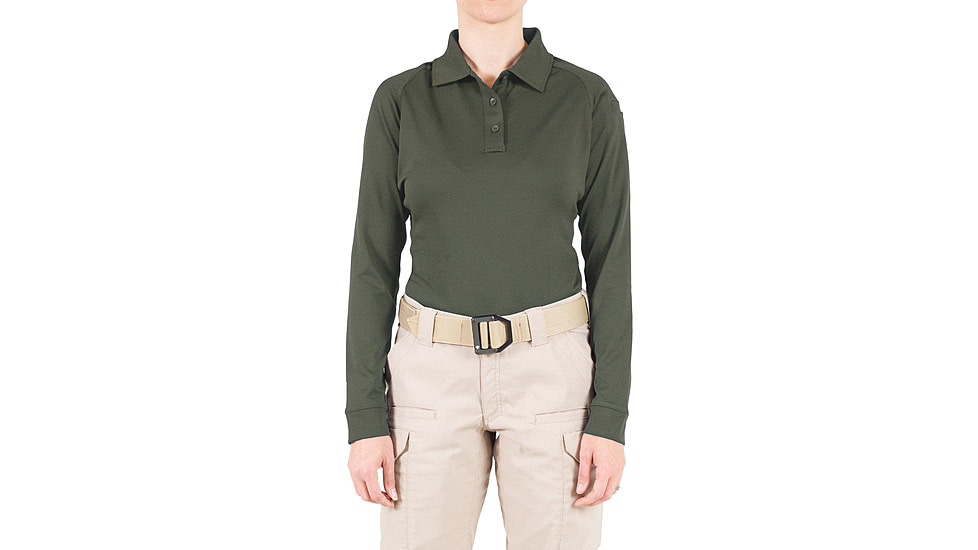 First Tactical Performance Long Sleeve Polo - Womens, OD Green, Small, 121503-830-S