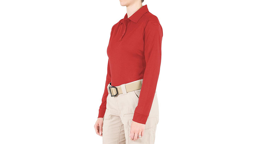 First Tactical Performance Long Sleeve Polo - Womens, Red, 2XL, 121503-400-XXL