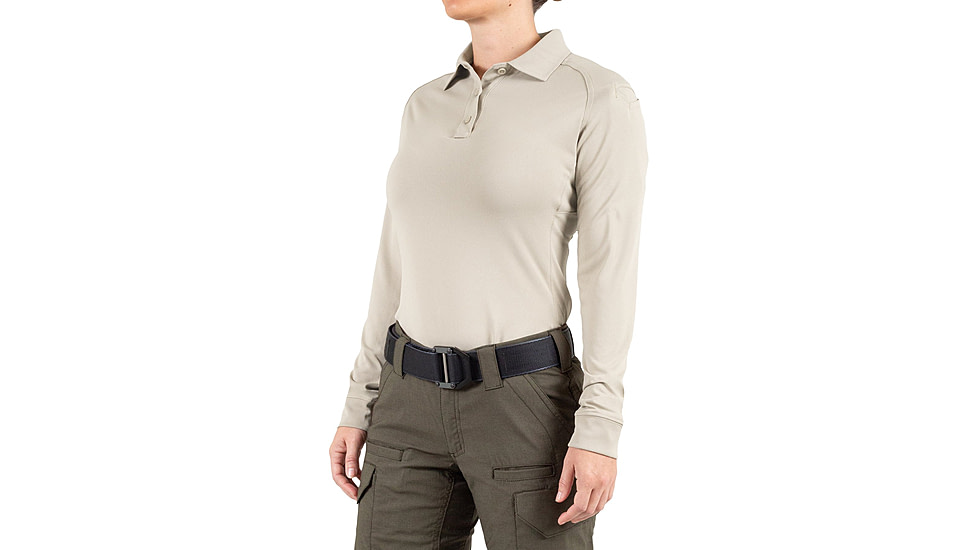 First Tactical Performance Long Sleeve Polo - Womens, Silver Tan, 2XL, 121503-065-XXL