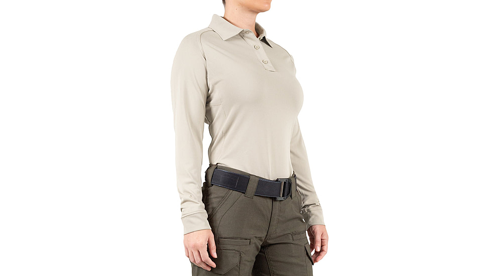 First Tactical Performance Long Sleeve Polo - Womens, Silver Tan, 2XL, 121503-065-XXL