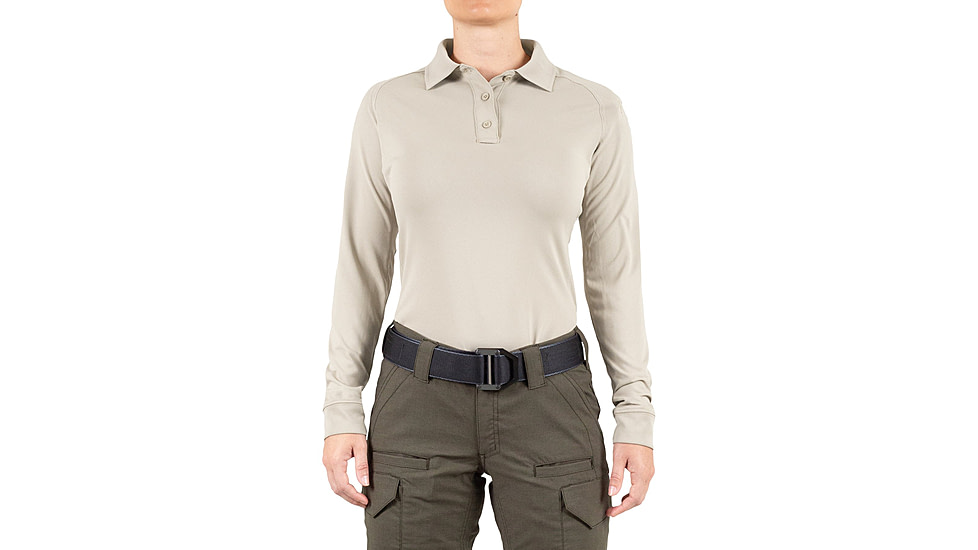 First Tactical Performance Long Sleeve Polo - Womens, Silver Tan, 2XL, 121503-065-XXL