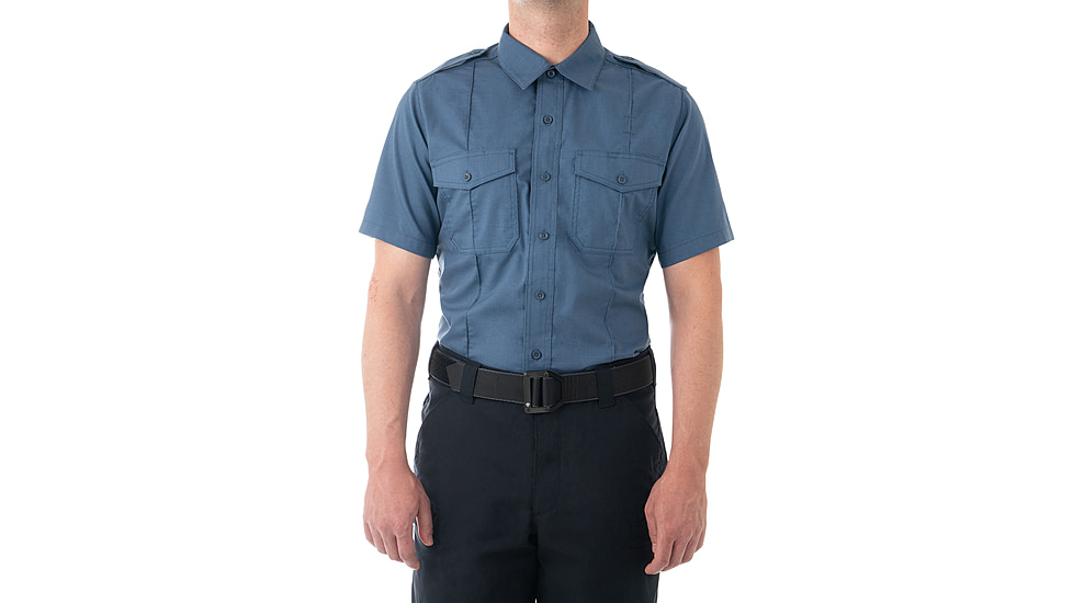First Tactical Pro Duty Short Sleeve Shirt - Mens, French Blue, Regular/Large, 112001-484-L-R