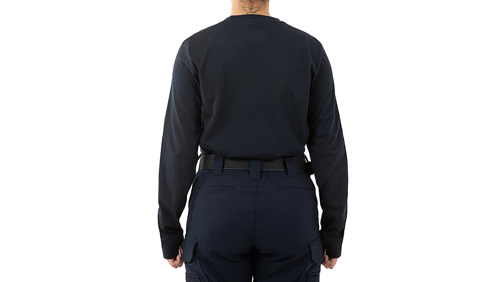 First Tactical Tactix Cotton Long Sleeve T-Shirt w/Chest Pocket - Womens, Midnight Blue, Large, 121510-729-L
