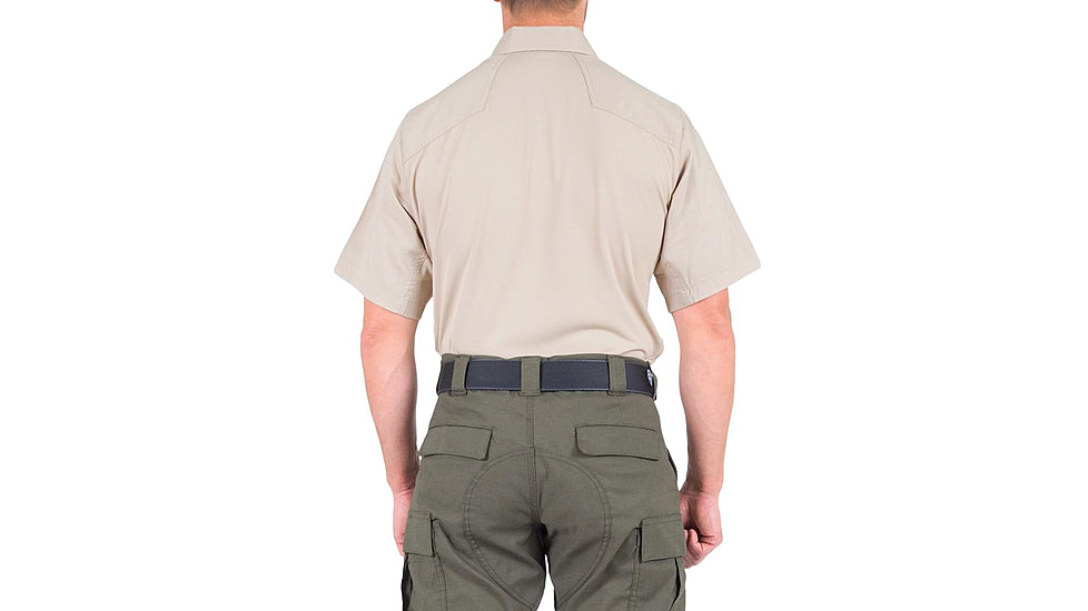 First Tactical V2 Pro Performance Short Sleeve Shirt - Mens, Khaki, Large, R, 112012-055-L-R