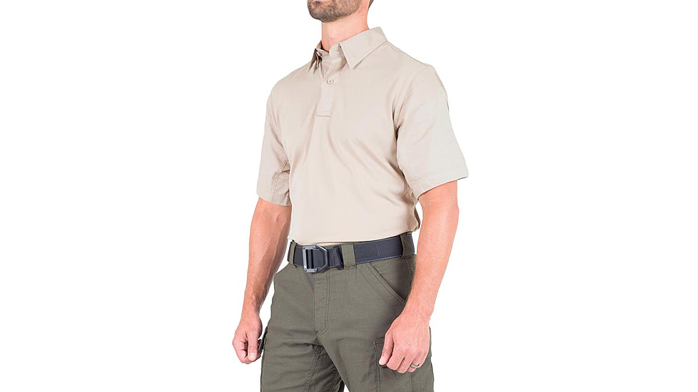 First Tactical V2 Pro Performance Short Sleeve Shirt - Mens, Khaki, Large, R, 112012-055-L-R