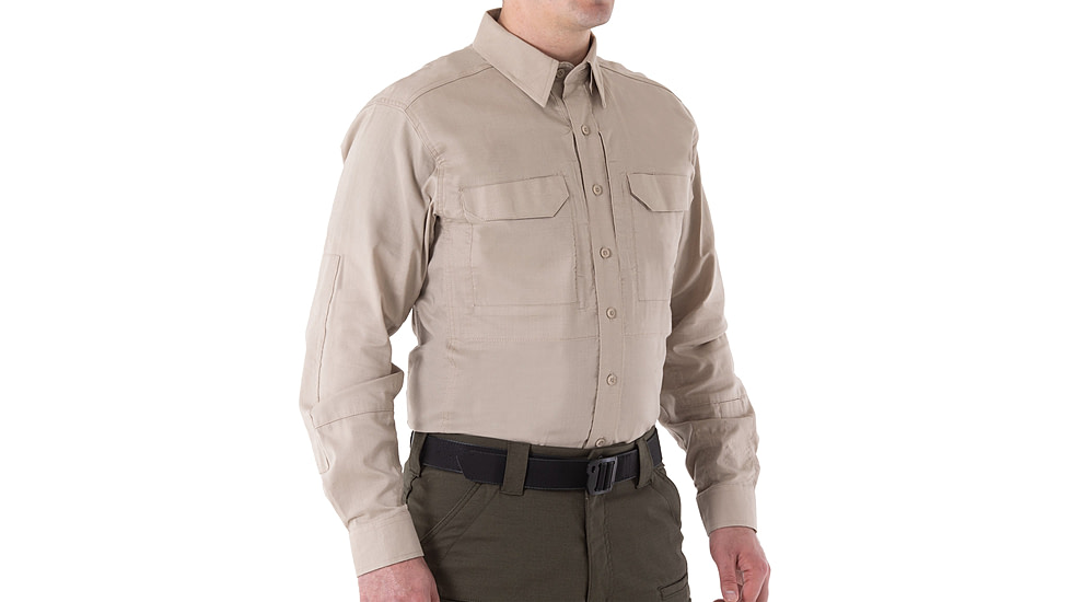 First Tactical V2 Tactical Long Sleeve Shirt - Mens, Khaki, Extra Large, T, 111006-055-XL-T