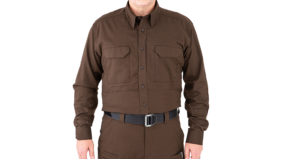 First Tactical V2 Tactical Long Sleeve Shirt - Mens, Kodiak Brown, Large, T, 111006-182-L-T
