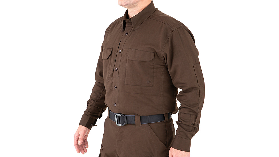 First Tactical V2 Tactical Long Sleeve Shirt - Mens, Kodiak Brown, Large, T, 111006-182-L-T