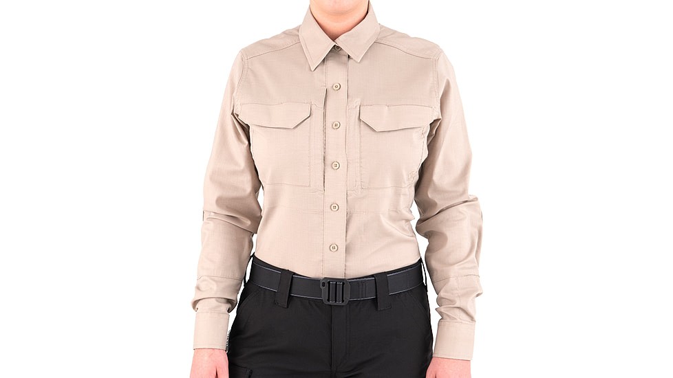 First Tactical V2 Tactical Long Sleeve Shirt - Womens, Khaki, Large, R, 121006-055-L-R