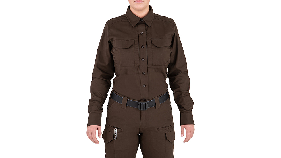 First Tactical V2 Tactical Long Sleeve Shirt - Womens, Kodiak Brown, Extra Small, R, 121006-182-XS-R