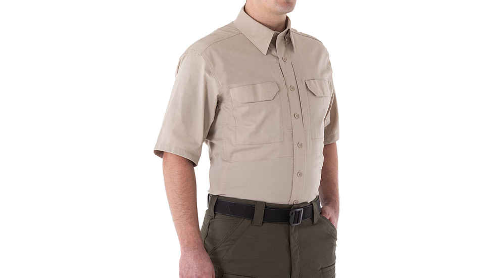 First Tactical V2 Tactical Short Sleeve Shirt - Mens, Khaki, Large, T, 112007-055-L-T