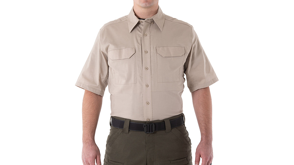 First Tactical V2 Tactical Short Sleeve Shirt - Mens, Khaki, Large, T, 112007-055-L-T