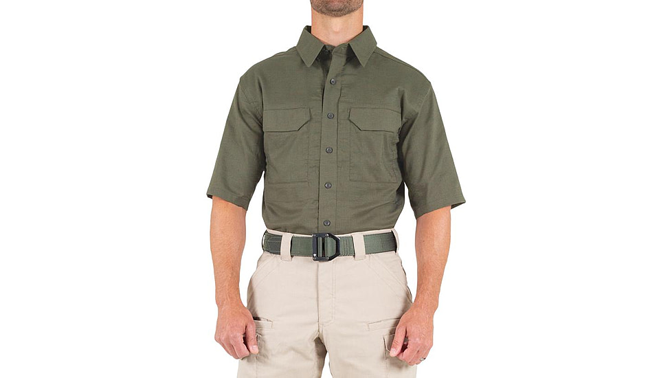 First Tactical V2 Tactical Short Sleeve Shirt - Mens, Ranger Green, Large, T, 112007-610-L-T