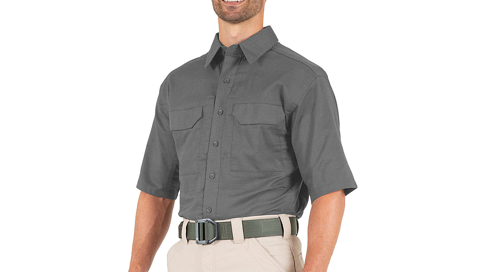 First Tactical V2 Tactical Short Sleeve Shirt - Mens, Wolf Grey, Large, T, 112007-036-L-T