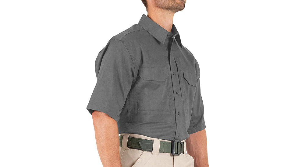 First Tactical V2 Tactical Short Sleeve Shirt - Mens, Wolf Grey, Large, T, 112007-036-L-T