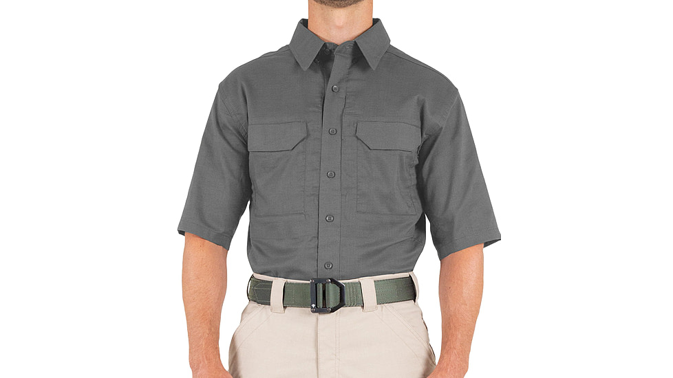 First Tactical V2 Tactical Short Sleeve Shirt - Mens, Wolf Grey, Large, T, 112007-036-L-T
