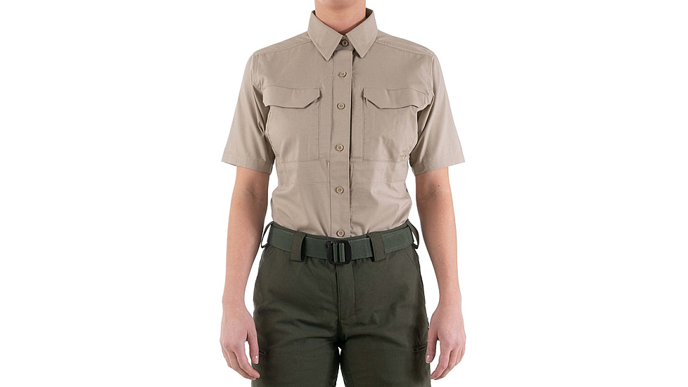 First Tactical V2 Tactical Short Sleeve Shirt - Womens, Khaki, Small, 122007-055-S