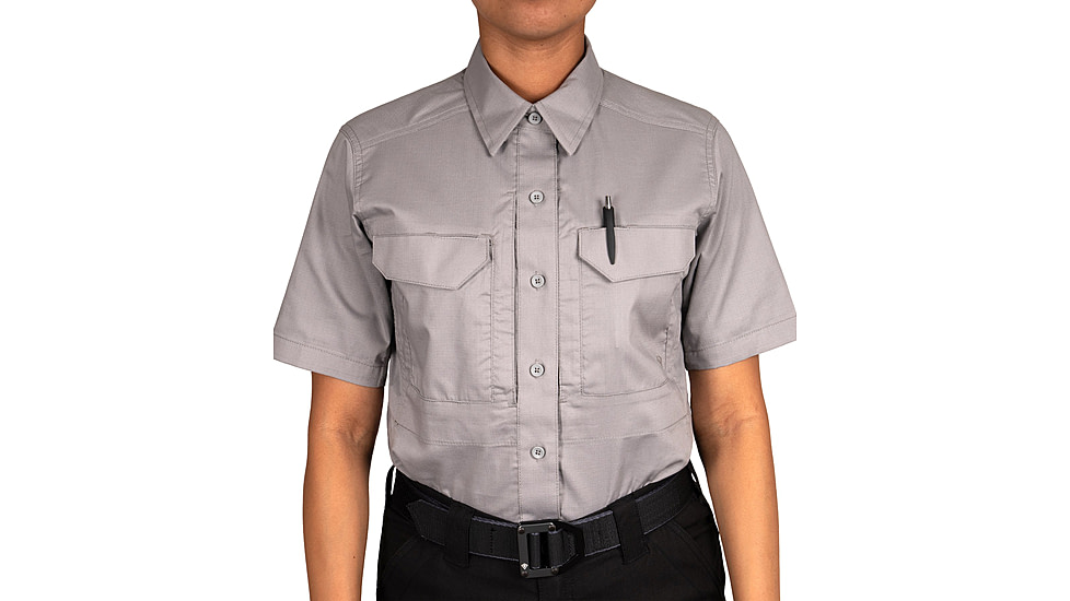 First Tactical V2 Tactical Short Sleeve Shirt - Womens, Regular, Nickel Gray, Extra Large, 122007-083-XL-R