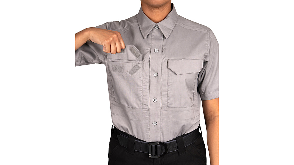 First Tactical V2 Tactical Short Sleeve Shirt - Womens, Regular, Nickel Gray, Extra Large, 122007-083-XL-R