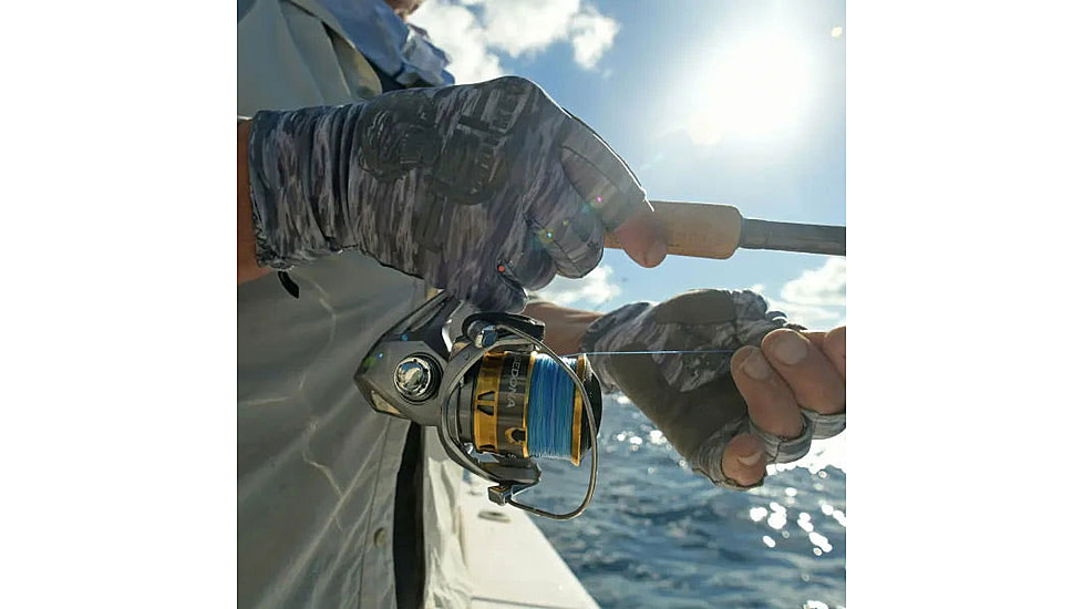 Fish Monkey Half Finger Guide Gloves, Grey Water Camo, XL, FM11-GREYWTRCAM-XL