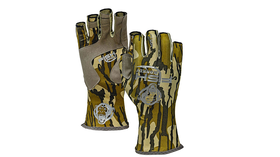 Fish Monkey Half Finger Guide Gloves, Orginal Bottomland, L, FM11-OBL-L